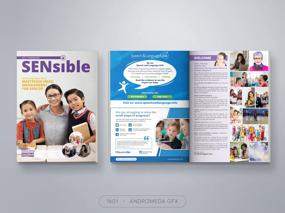 Magazine design by Andromeda GFX. magazine design, report design, agency report, corporate design.