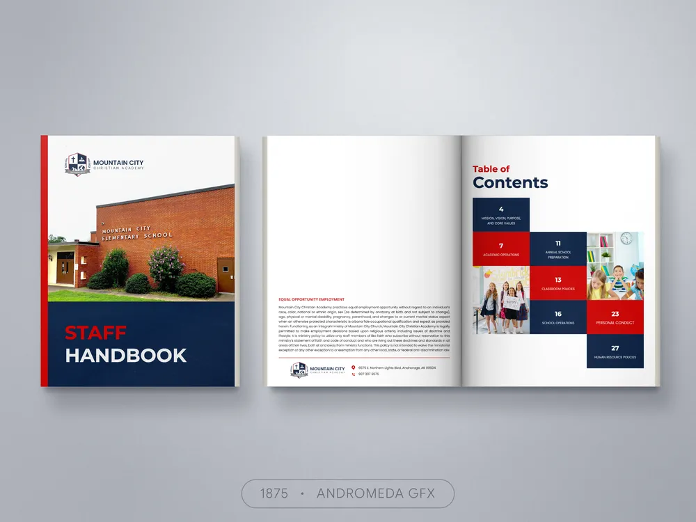 Handbook design by Andromeda GFX. handbook design, report design, agency report, corporate design.