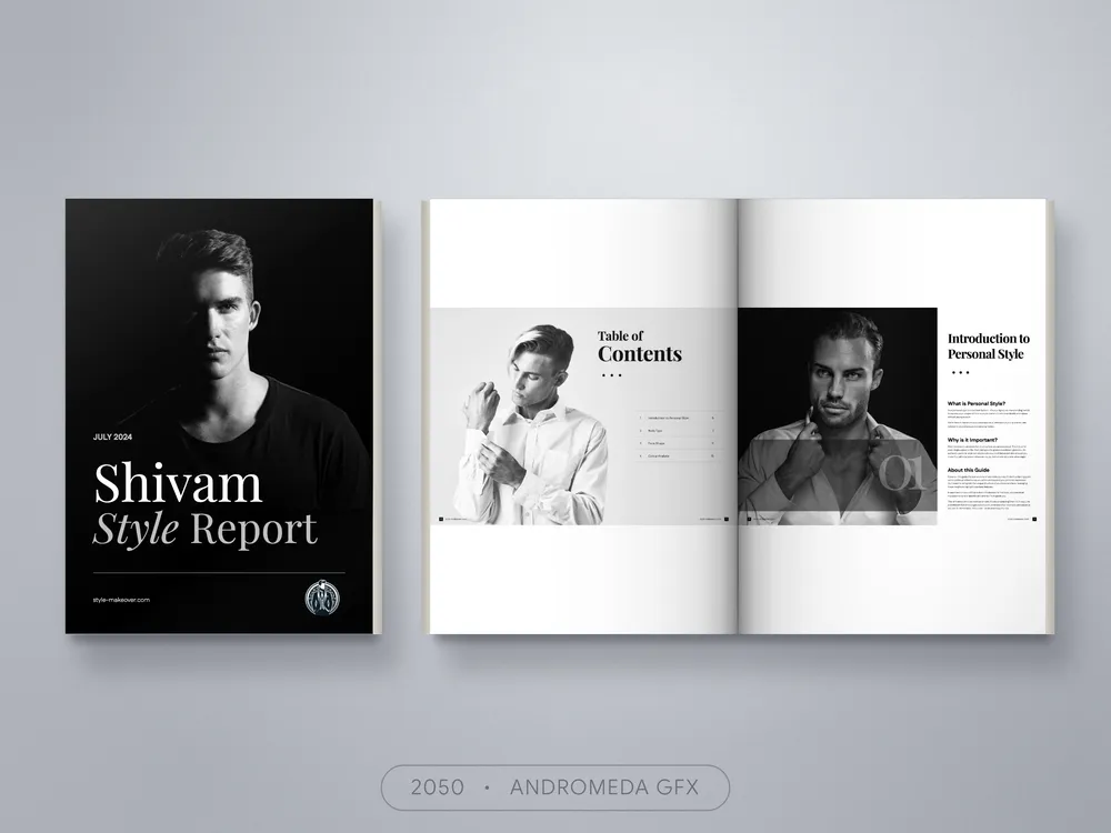 Magazine design by Andromeda GFX. magazine design, report design, agency report, corporate design.