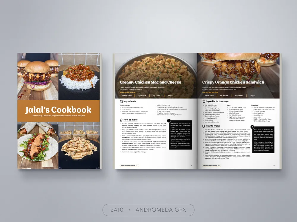 Cookbook design by Andromeda GFX. cookbook design, report design, agency report, corporate design.