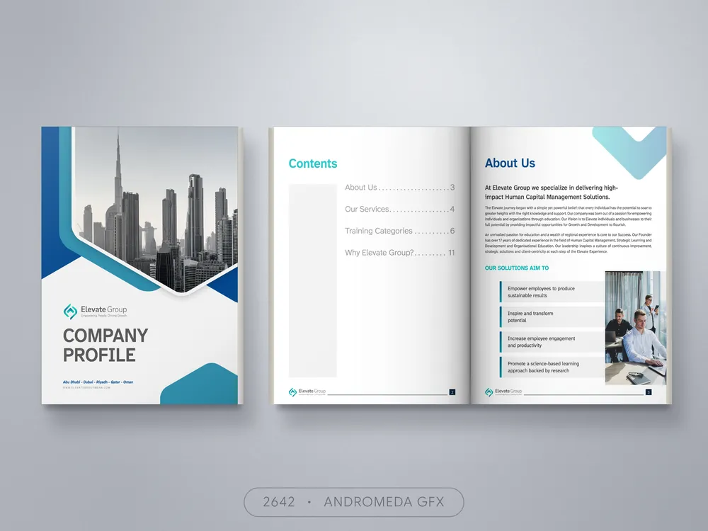 Company Profile design by Andromeda GFX. company profile design, report design, agency report, corporate design.
