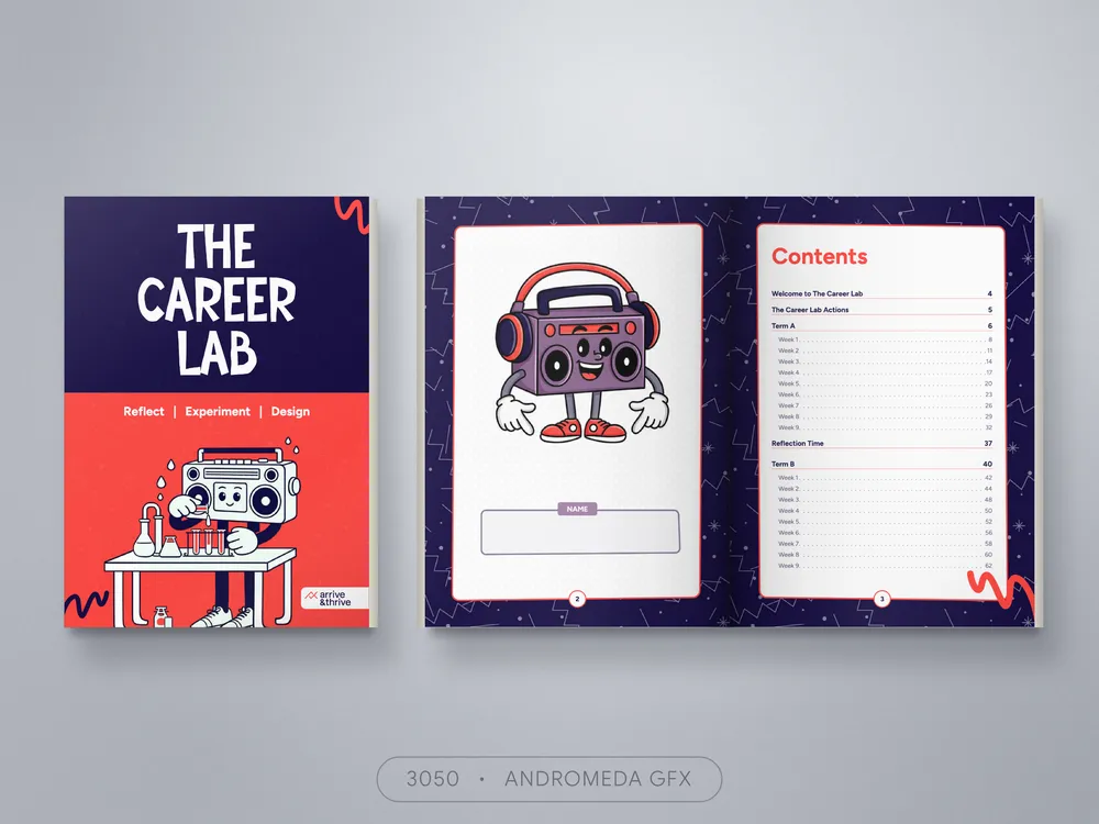 Workbook design by Andromeda GFX. workbook design, report design, agency report, corporate design.