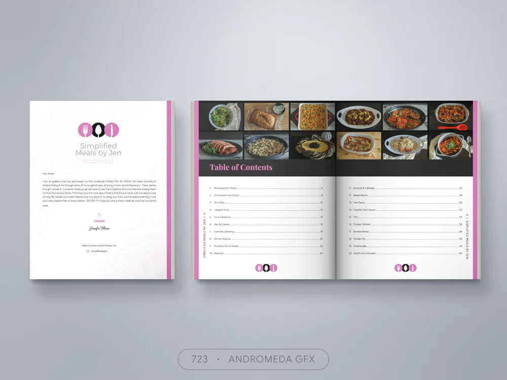 Cookbook design by Andromeda GFX. cookbook design, report design, agency report, corporate design.