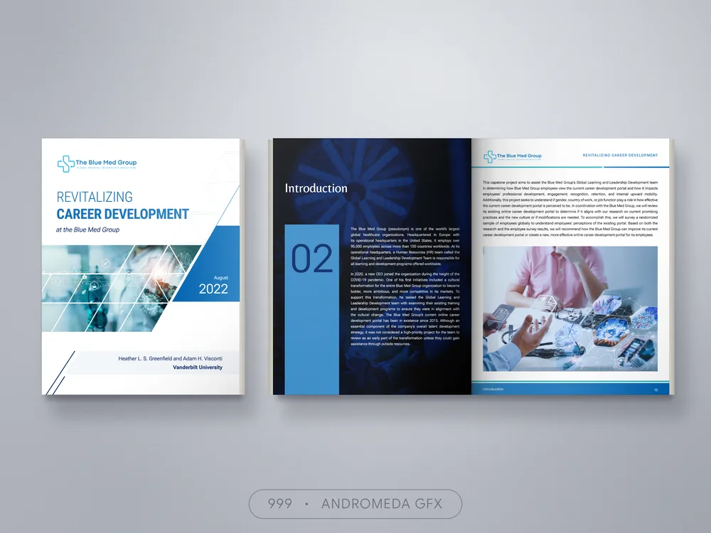 Corporate Document design by Andromeda GFX. corporate document design, report design, agency report, corporate design.