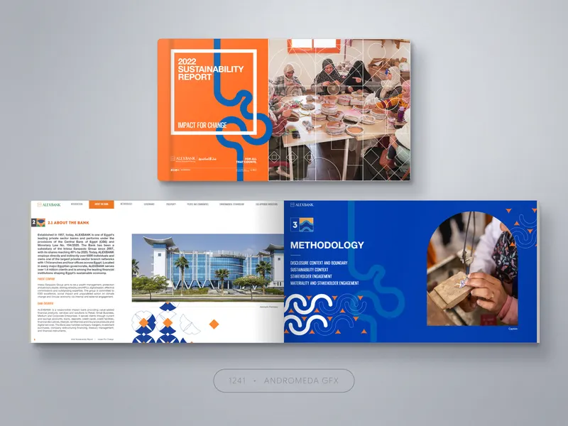 Sustainability: Report design by Andromeda GFX. report design, report design, agency report.