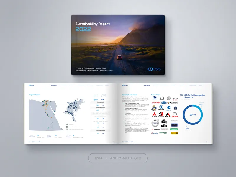 Sustainability: Report design by Andromeda GFX. report design, report design, agency report.