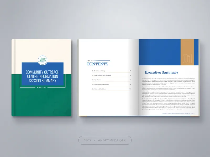 Community Outreach: Report design by Andromeda GFX. report design, report design, agency report.